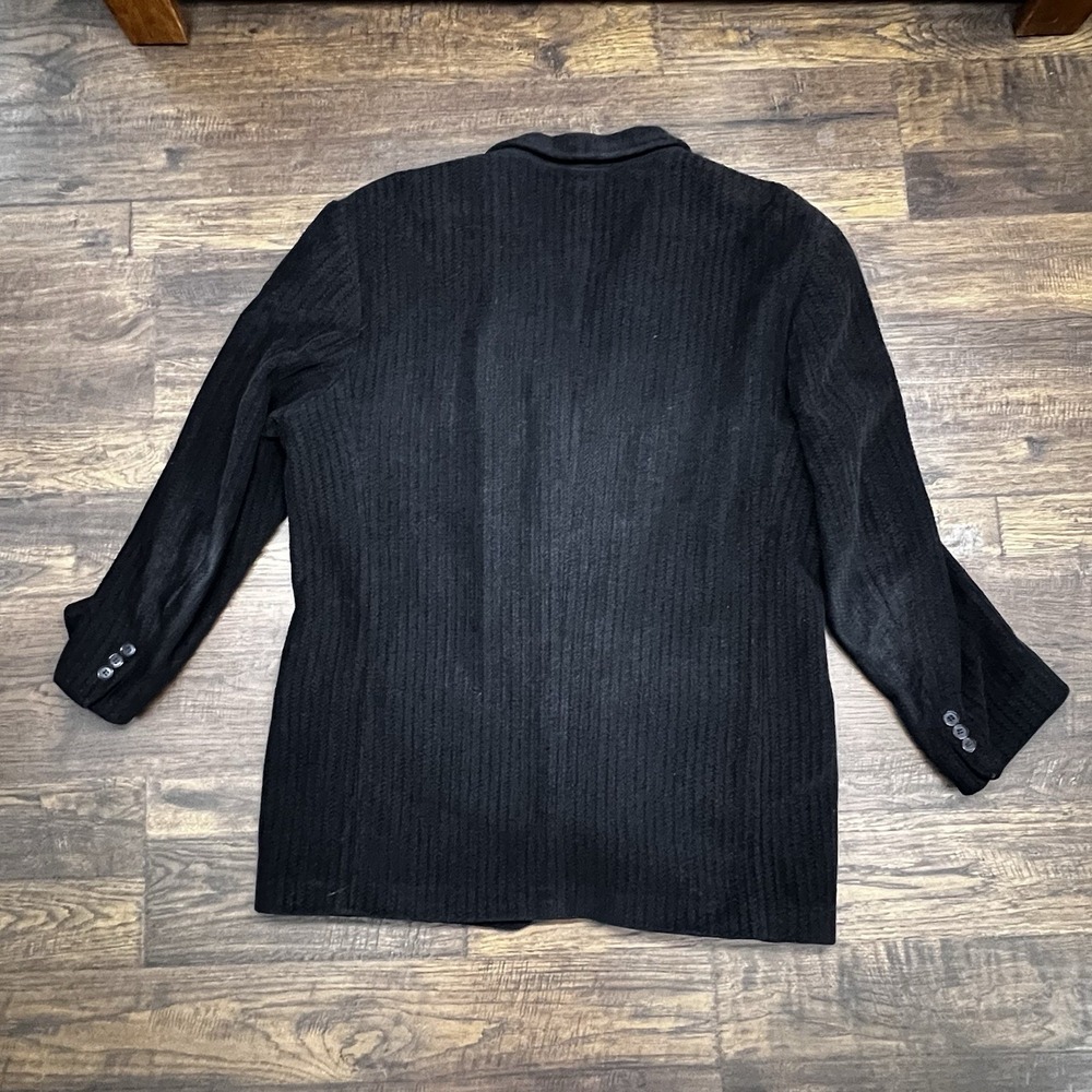 Vintage Jhane Barnes Mens Sweater Textured Sport Coat Blazer Black Jacket 46L - Picture 4 of 12